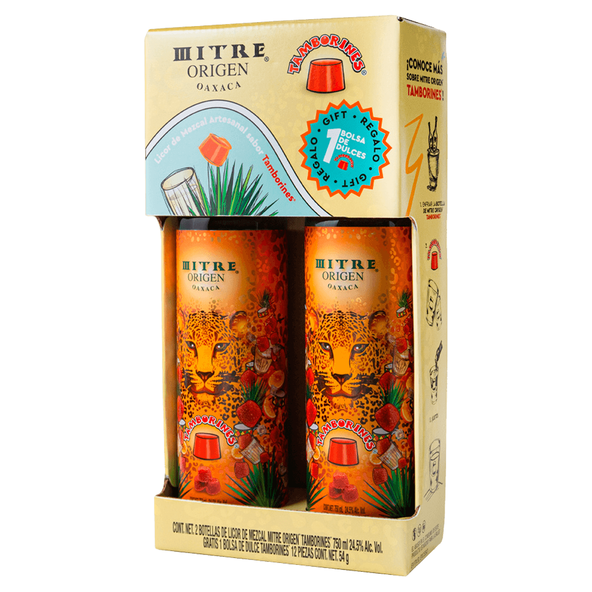 Kit premium Mezcal Mitre Origen con Tamborines - dos botellas de mezcal artesanal y dulces de tamarindo
