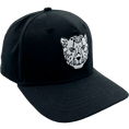 Cargar la imagen en la vista de la galería, Gorra negra Mezcal Mitre con bordado de jaguar en blanco - Estilo snapback premium