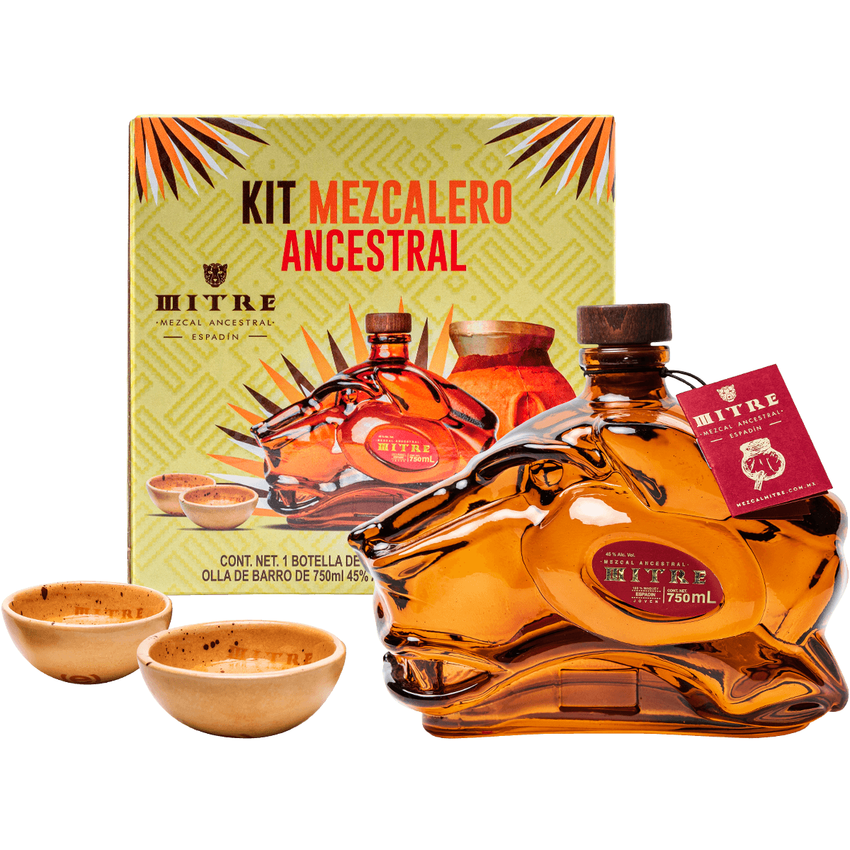 Kit Mezcalero Ancestral - Mezcal Mitre Ancestral con jícaras tradicionales de cerámica artesanal