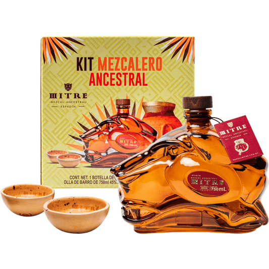 Kit Mezcalero Ancestral - Mezcal Mitre Ancestral con jícaras tradicionales de cerámica artesanal