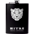 Cargar la imagen en la vista de la galería, Licorera portátil negra con logo Mitre - accesorio premium para degustar mezcal artesanal en cualquier lugar
