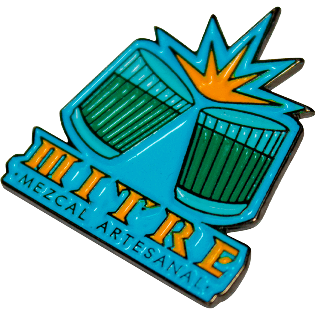 Pin coleccionable Mezcal Mitre Origen - detalle exclusivo del kit para entusiastas del mezcal tradicional